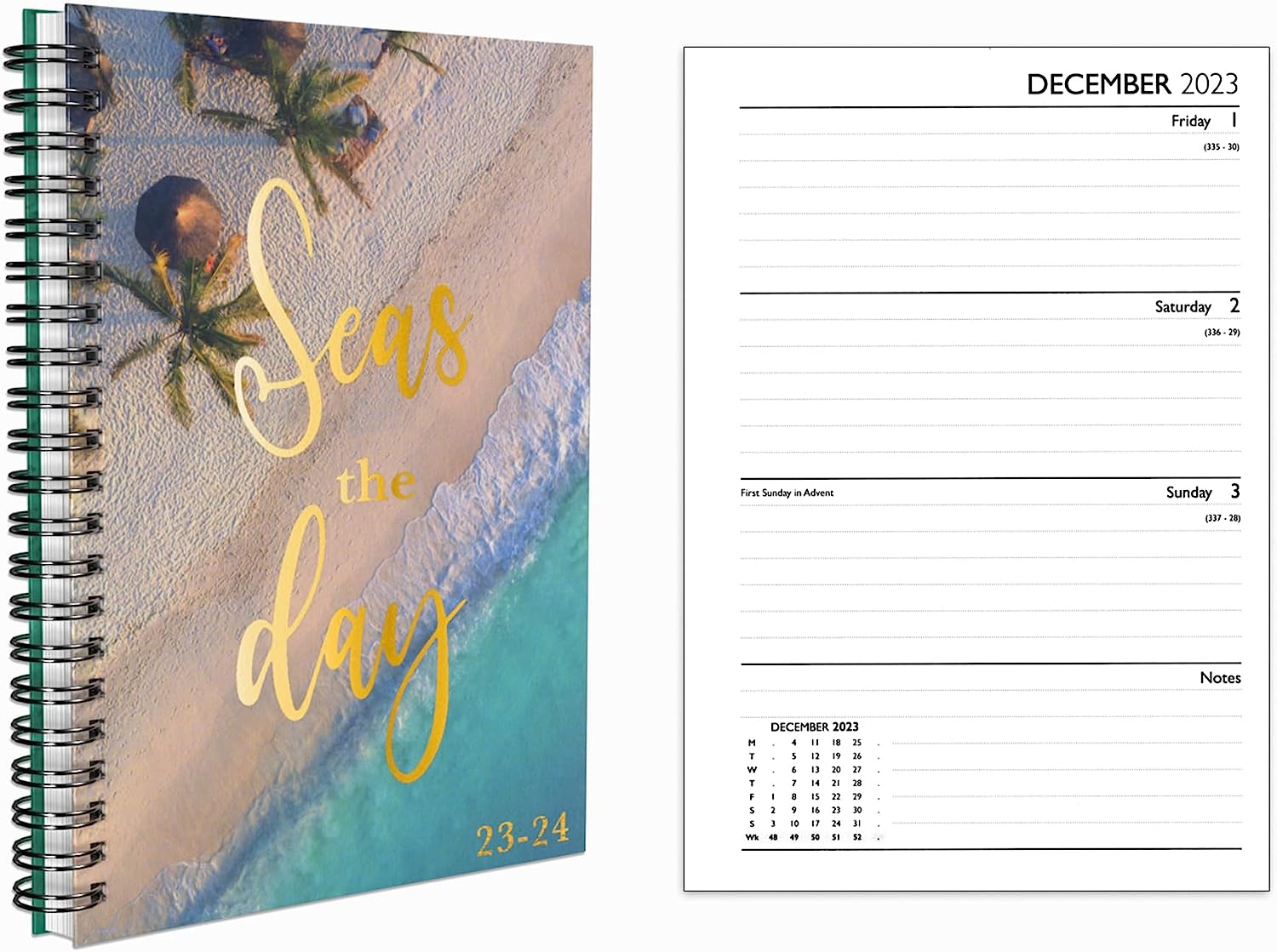 A5 Academic Daily Diary 2023-2024 From Aug 2023 to July 2024 |12 Month Planner - Seas The Day