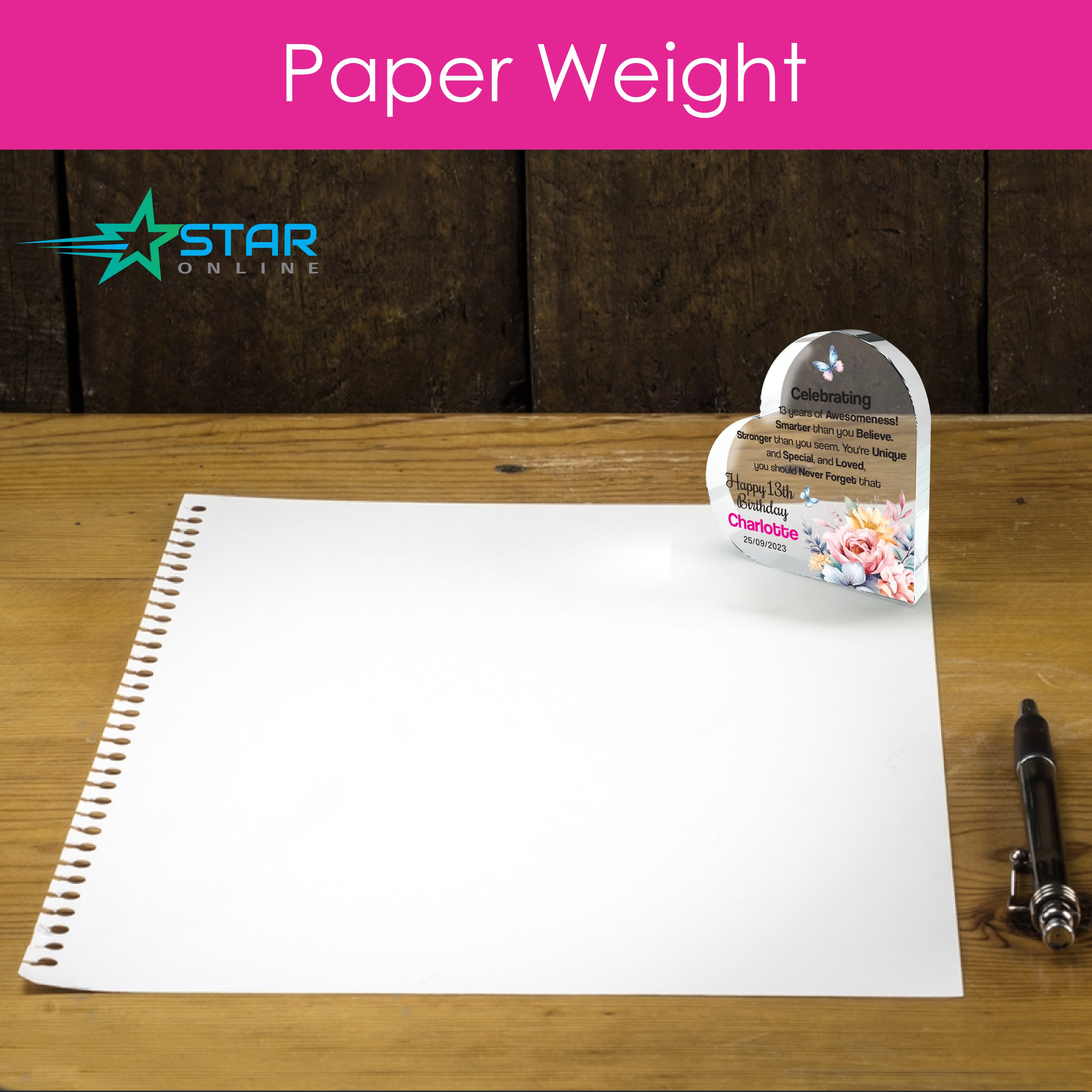 13 Year Old Birthday Acrylic Heart Shape Plaque Gifts for Girls Keepsake for 13th Girls Birthday Presents 10cm x 10cm (13th Birthday)