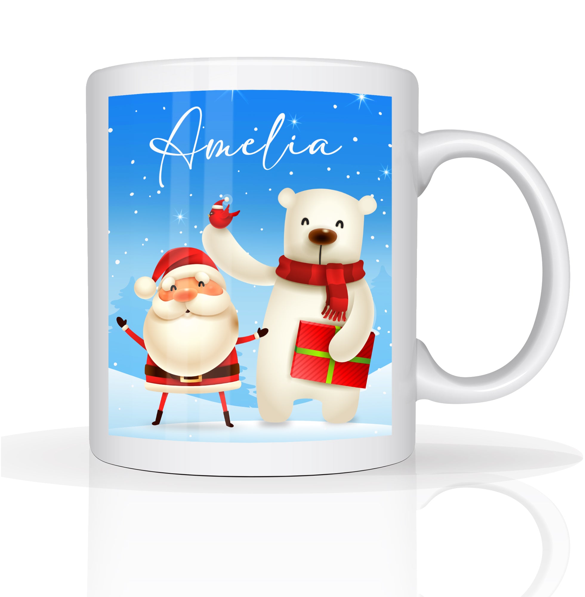 Personalized Christmas Mug - Ceramic Coffee Cup with Secret Santa & Bear, Ideal for Xmas Gifts - 11oz
