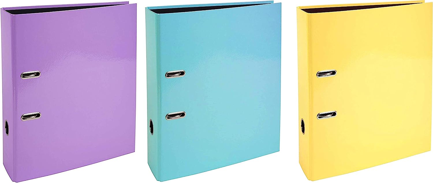 A4 Pastel Lever Arch Files 80 mm Spine - Pack of 3