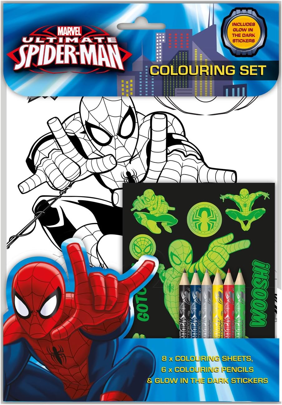 Ultimate Spiderman Marvel Colouring Book Set - Blue