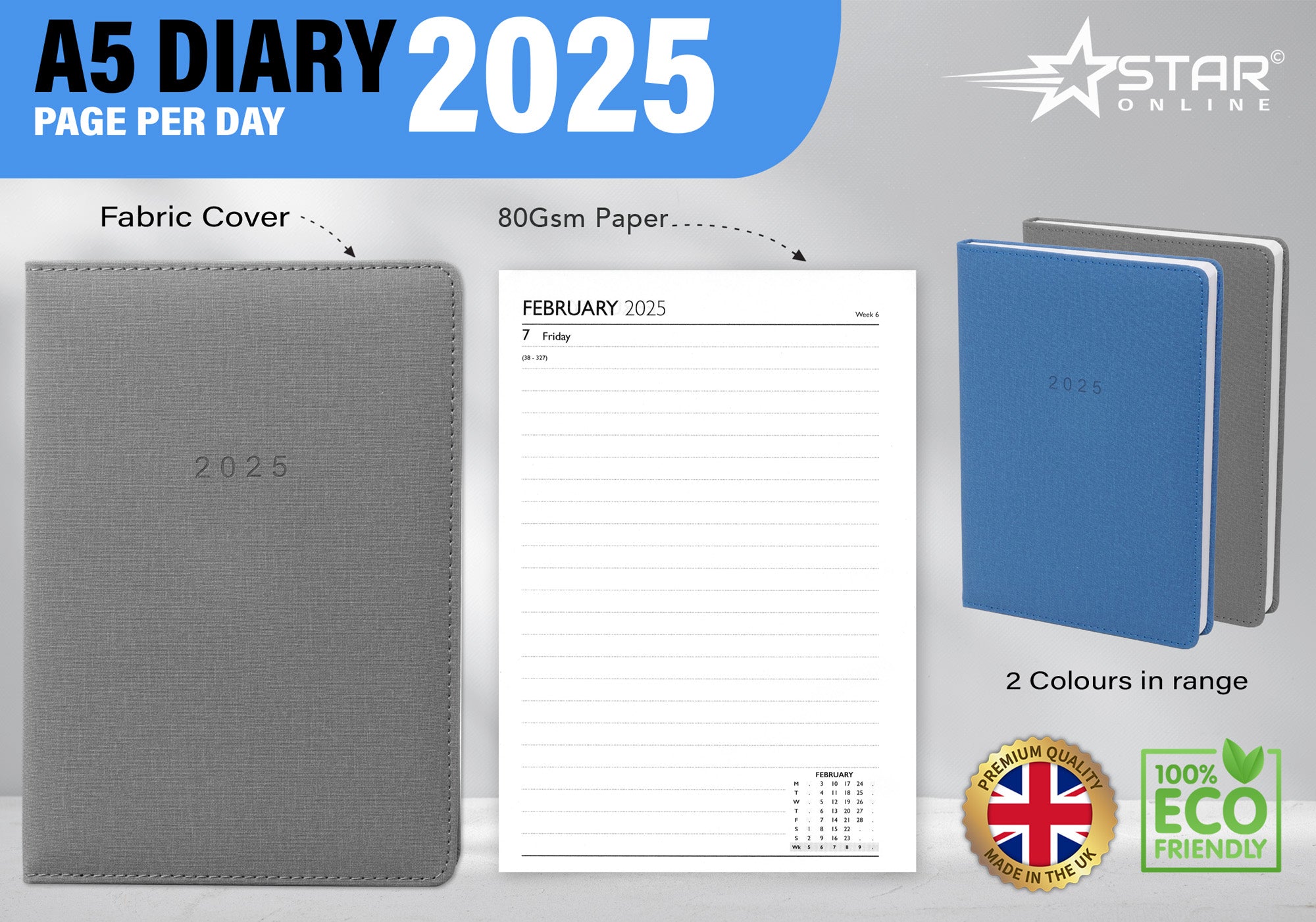 2025 Diary A5 - Day Per Page Daily Journal Planner with Your Company Name | Monthly & Weekly Organiser Diary 2025-2026 | Business Appointment Planner