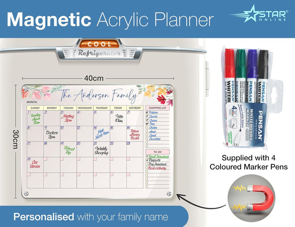 Magnetic Fridge Planner By Acrylic Hub. 15.7"x11.8"x1.1" Fridge Meal Planner Board With Built In Pen Holder. Clear Acrylic Magnetic Calendar For Fridge, Weekly Planner Magnetic With 2 Pens - Foto 12