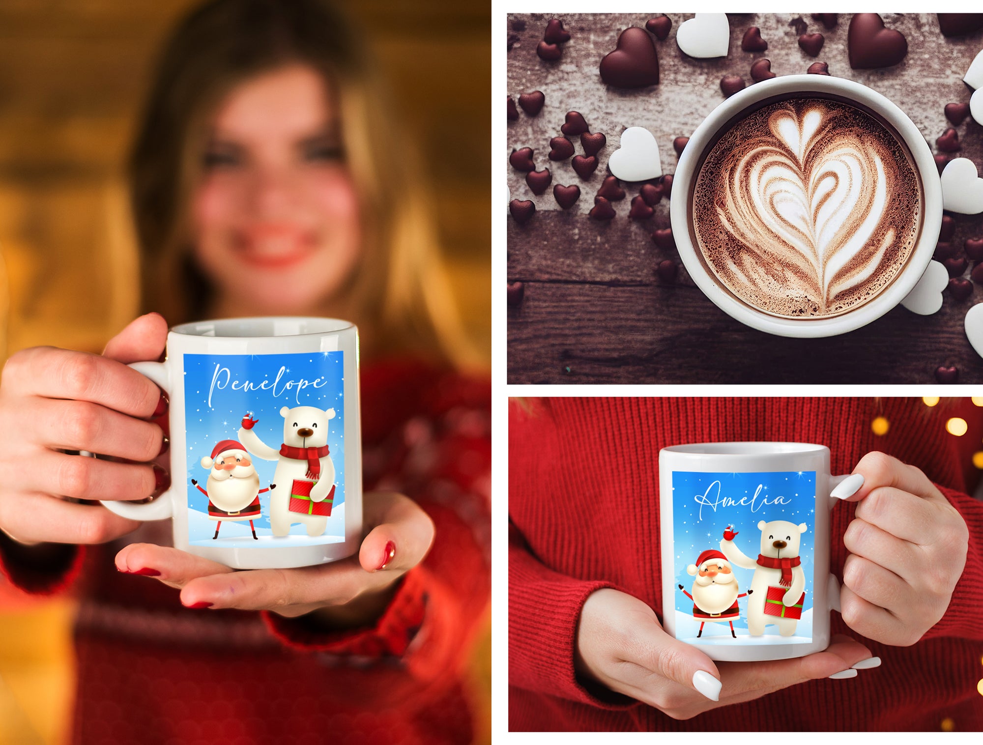 Personalized Christmas Mug - Ceramic Coffee Cup with Secret Santa & Bear, Ideal for Xmas Gifts - 11oz