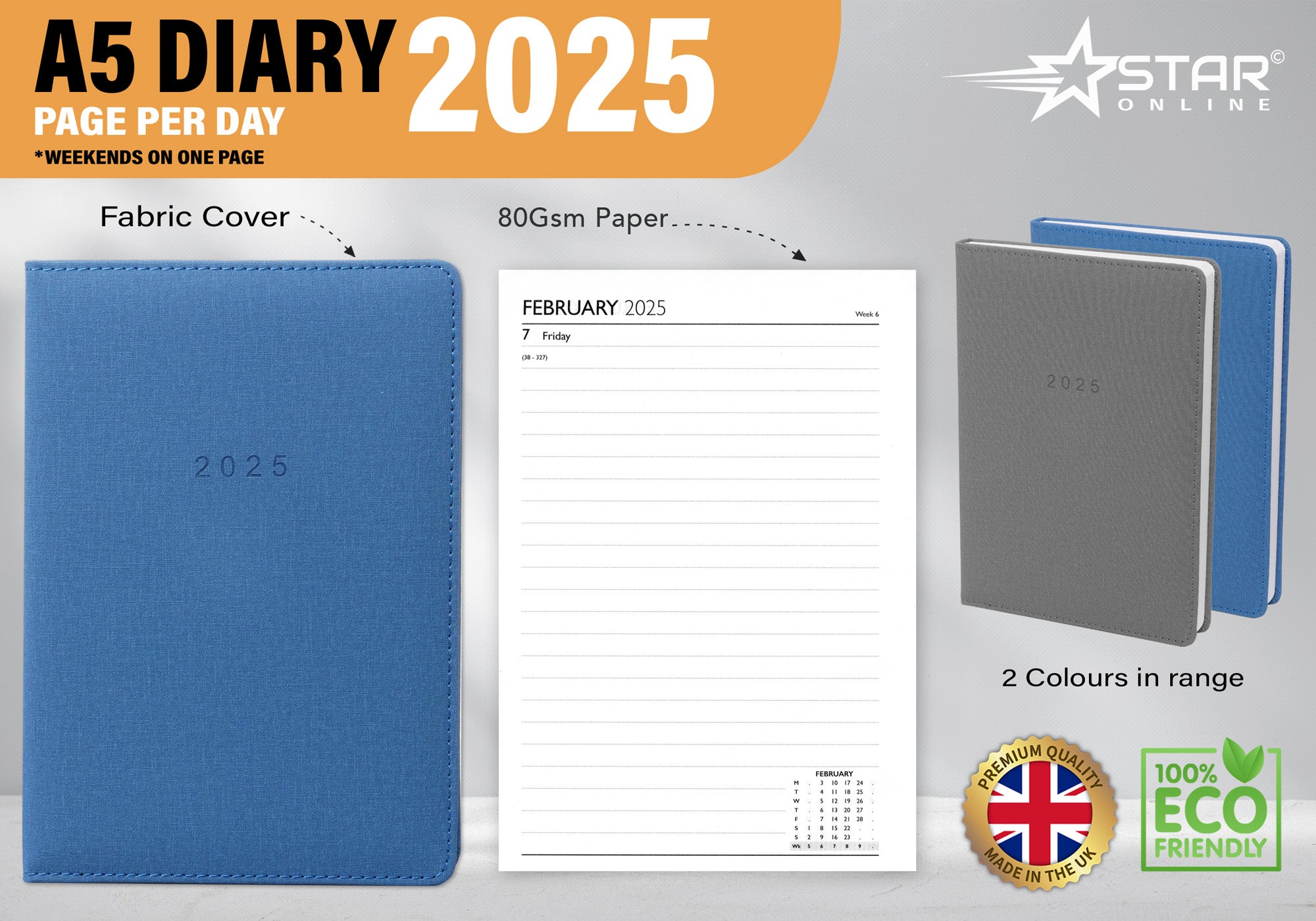 2025 Diary A5 - Day Per Page Daily Journal Planner with Your Company Name | Monthly & Weekly Organiser Diary 2025-2026 | Business Appointment Planner