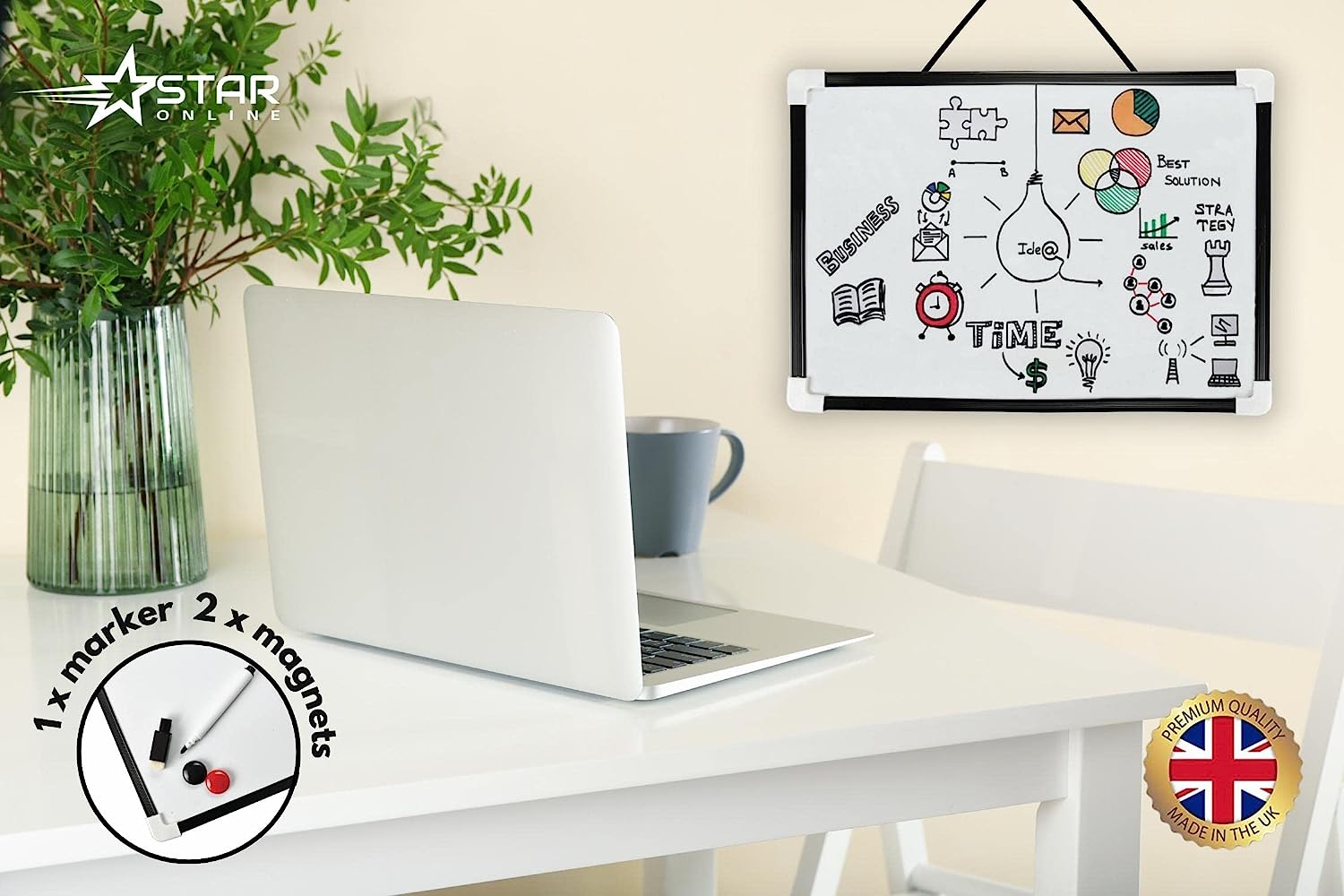 A4 Mini Portable Whiteboard Kit For Office & Kids Writing Board - Set