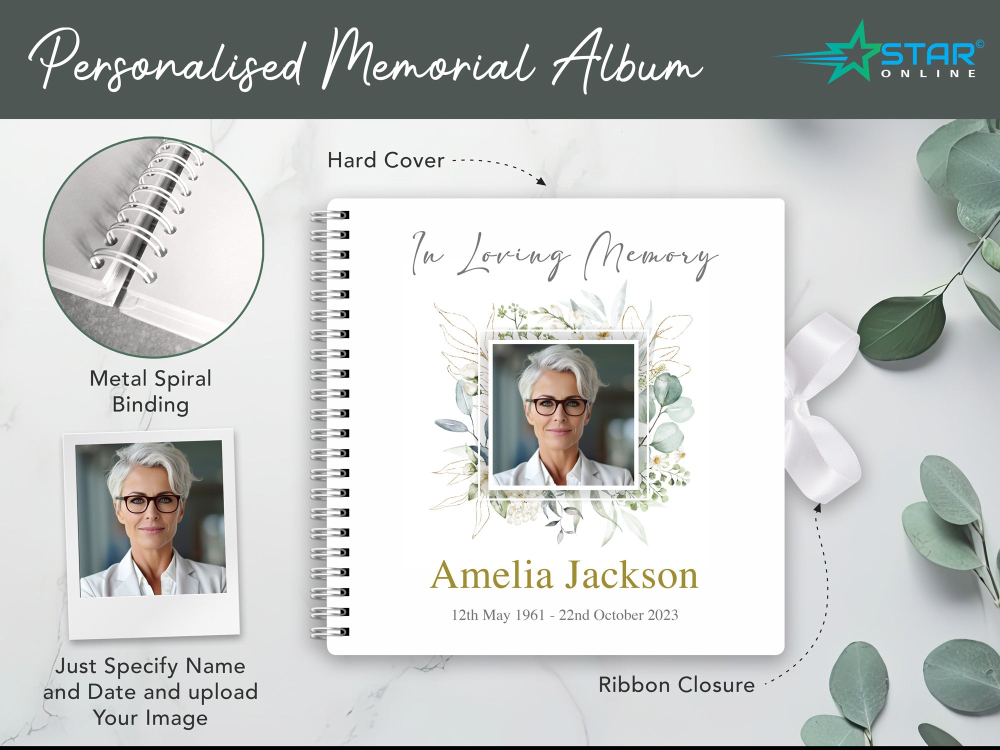 Personalised Funeral Condolence Memory Book of Life - Memorial Guest B
