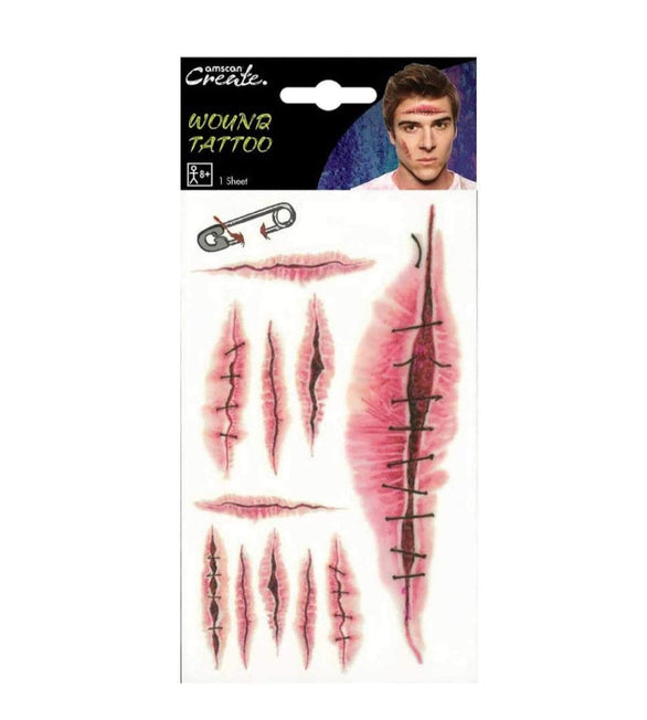 Gashes & Stitches Wounds Costume Tattoo - 6 in x 5.25 in | Tattoos, Wounds,  Temporary tattoo designs