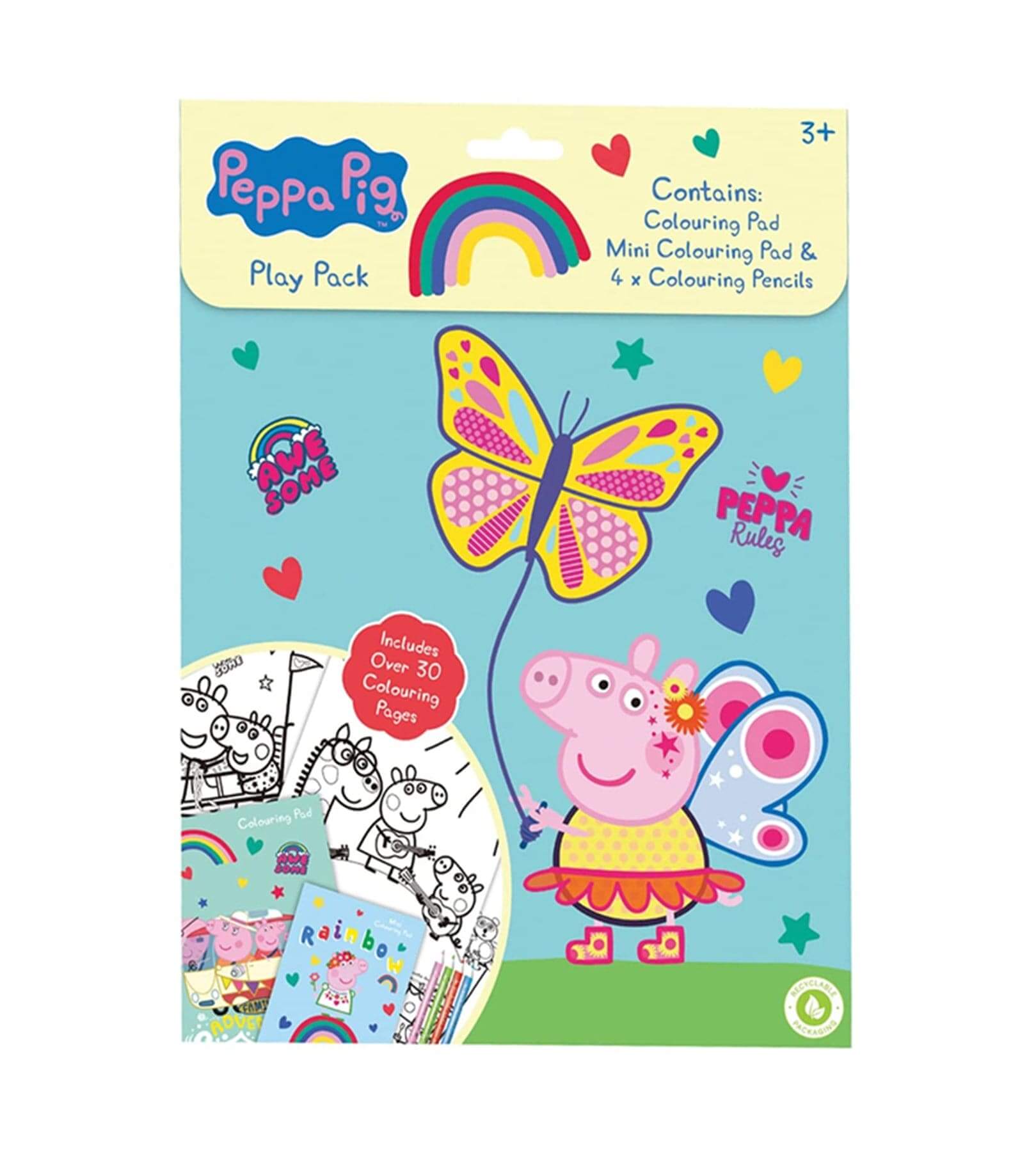 Peppa Pig Play Pack A4 Colouring Book & A5 Pad with Colouring Pencils