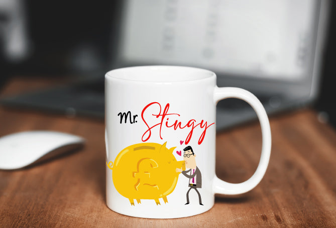 Set of 2 Mugs - Mr and Mrs Mugs Stingy and Little Spender Gifts for Him and Her, Bride Groom Wedding Christmas Presents Tea Coffee Cups White