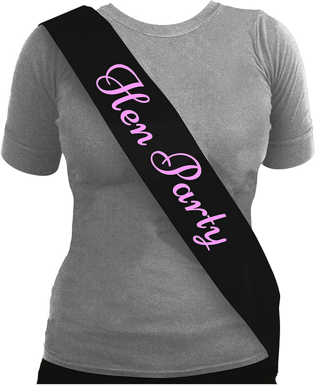 Black Hen Party Sashes With Pink Hen Party Text for Hen Night Party Weekend